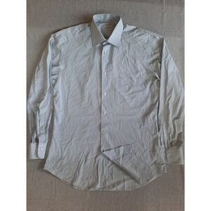 Ermenegildo Zegna Men Long Sleeve Striped Collared Buttons Dress Shirt Blue SEE